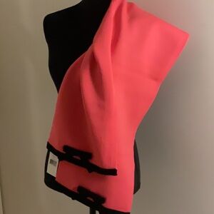 Kate Spade Vibrant Coral Color  Scarf with Black Details